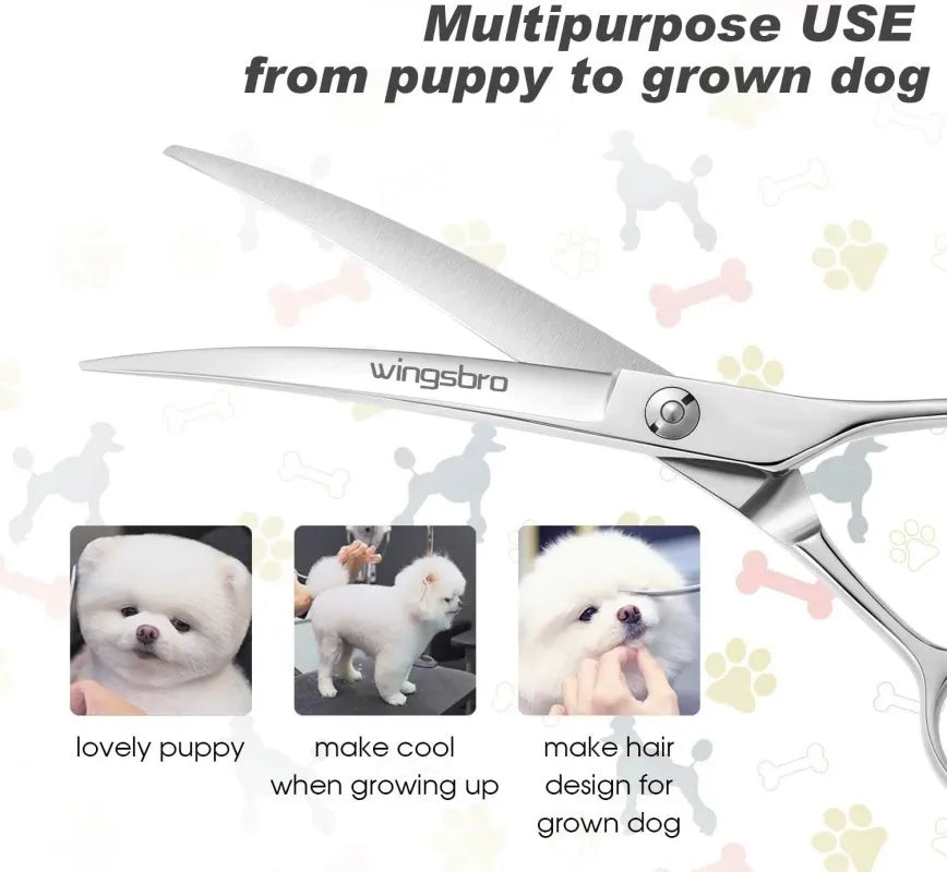 7.5" Curved Dog Grooming Scissors , Professional Pet Curved Scissors Dog Scissors Cat Curved Scissors