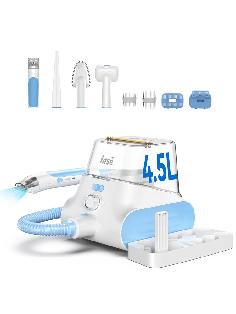 INSE P30 Dog Grooming Vacuum Ultra-Low Noise Pet Grooming Kits with 4.5L Large Capacity Dust Box Pet Clipper for Pet Hair Clean