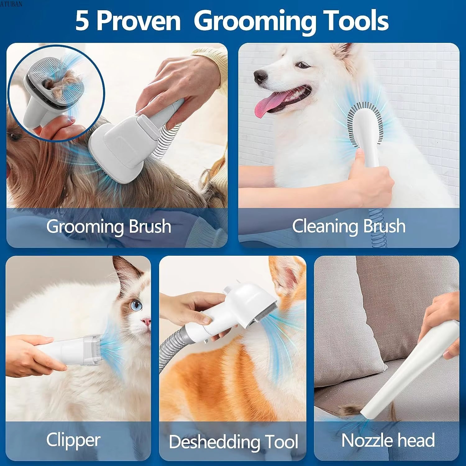 PetZen™ Pet Grooming Vacuum Brush – No Mess Deshedding Tool
